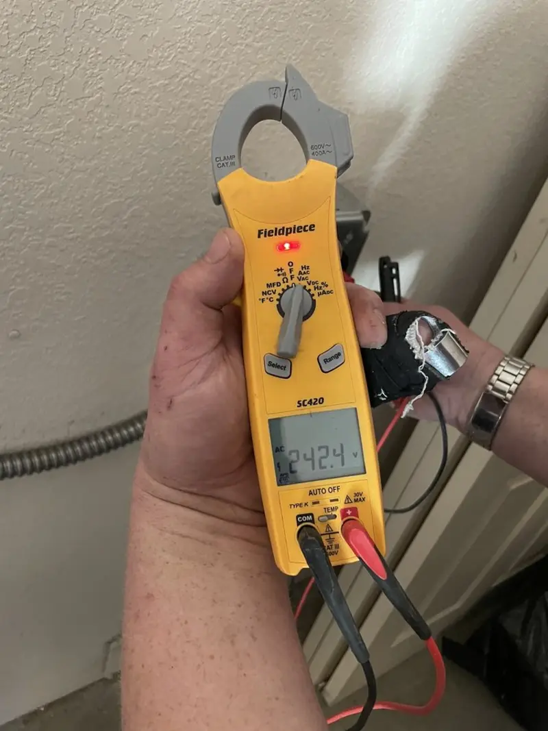 Voltage testing with clamp meter during Hot Tub / Pool Electrical Wiring in North Hanover